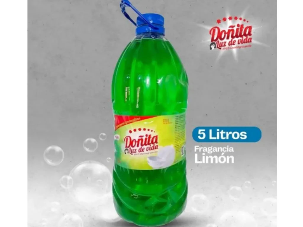 Detergente Lavavajillas 100% Desengrasante Doñita Fragancia Limón 5 Litros
